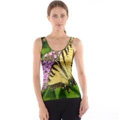 Yellow Butterfly On A Flower Tank Top