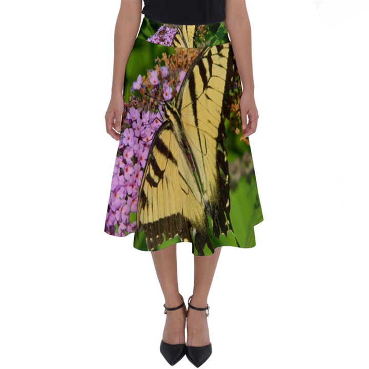 Yellow Butterfly on a Flower Perfect Length Midi Skirt