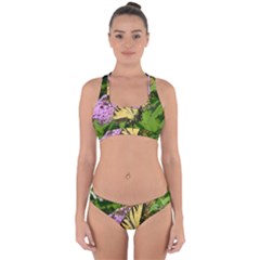 Yellow Butterfly On A Flower Cross Back Hipster Bikini Set