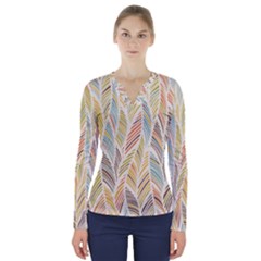 Decorative  Seamless Pattern V-neck Long Sleeve Top by TastefulDesigns