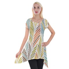 Decorative  Seamless Pattern Short Sleeve Side Drop Tunic by TastefulDesigns