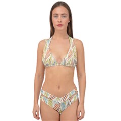 Decorative  Seamless Pattern Double Strap Halter Bikini Set