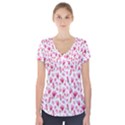 Watercolor Spring Flowers pattern Short Sleeve Front Detail Top View1