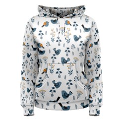 Spring Flowers And Birds Pattern Women s Pullover Hoodie