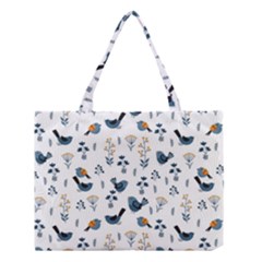 Spring Flowers And Birds Pattern Medium Tote Bag by TastefulDesigns