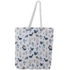 Spring Flowers And Birds Pattern Full Print Rope Handle Tote (large) by TastefulDesigns