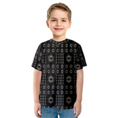 Dark Ethnic Stars Motif Pattern Kids  Sport Mesh Tee