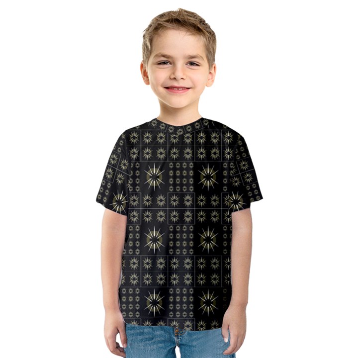 Dark Ethnic Stars Motif Pattern Kids  Sport Mesh Tee