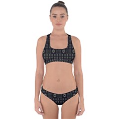 Dark Ethnic Stars Motif Pattern Cross Back Hipster Bikini Set by dflcprints