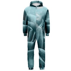 Beautiful Blue Roses With Water Drops Hooded Jumpsuit (men)  by FantasyWorld7