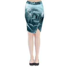 Beautiful Blue Roses With Water Drops Midi Wrap Pencil Skirt by FantasyWorld7