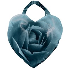 Beautiful Blue Roses With Water Drops Giant Heart Shaped Tote by FantasyWorld7