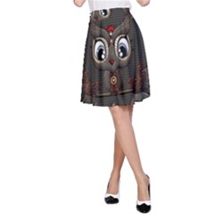 Wonderful Cute  Steampunk Owl A-line Skirt by FantasyWorld7