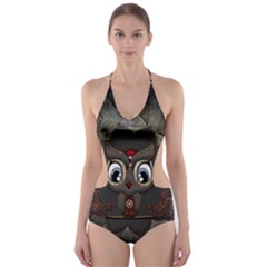 Wonderful Cute  Steampunk Owl Cut-out One Piece Swimsuit by FantasyWorld7