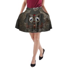 Wonderful Cute  Steampunk Owl A-line Pocket Skirt by FantasyWorld7