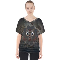 Wonderful Cute  Steampunk Owl V-neck Dolman Drape Top by FantasyWorld7