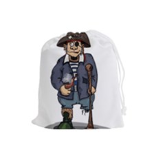 Cute Pirate Drawstring Pouches (large)  by ImagineWorld