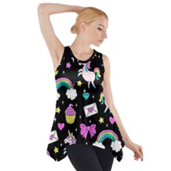 Cute Unicorn Pattern Side Drop Tank Tunic by Valentinaart