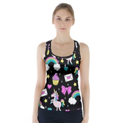 Cute Unicorn Pattern Racer Back Sports Top by Valentinaart