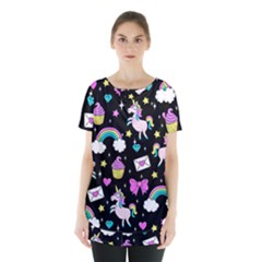 Cute Unicorn Pattern Skirt Hem Sports Top by Valentinaart