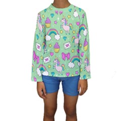 Cute Unicorn Pattern Kids  Long Sleeve Swimwear by Valentinaart