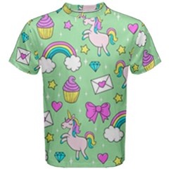 Cute Unicorn Pattern Men s Cotton Tee by Valentinaart