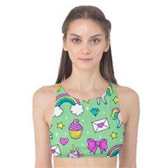 Cute Unicorn Pattern Tank Bikini Top by Valentinaart