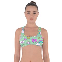 Cute Unicorn Pattern Got No Strings Sports Bra by Valentinaart