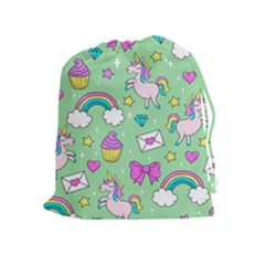 Cute Unicorn Pattern Drawstring Pouches (extra Large) by Valentinaart