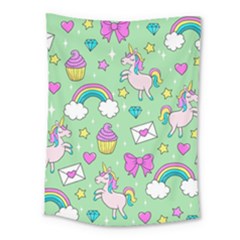 Cute Unicorn Pattern Medium Tapestry by Valentinaart