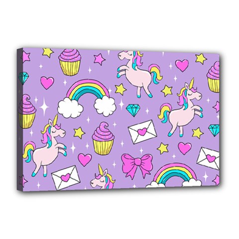 Cute Unicorn Pattern Canvas 18  X 12  by Valentinaart