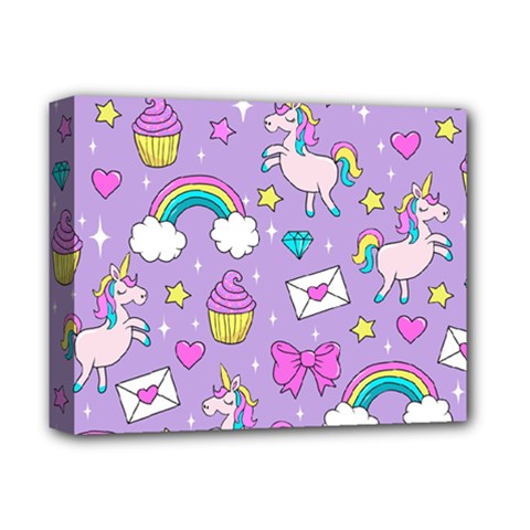 Cute Unicorn Pattern Deluxe Canvas 14  X 11  by Valentinaart