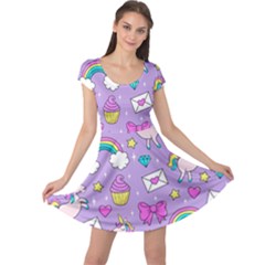 Cute Unicorn Pattern Cap Sleeve Dress by Valentinaart