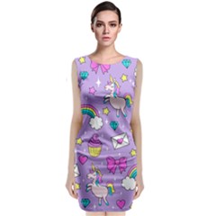 Cute Unicorn Pattern Classic Sleeveless Midi Dress by Valentinaart