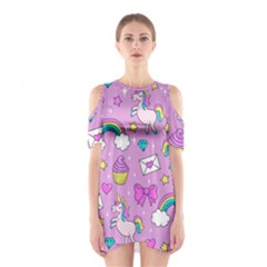 Cute Unicorn Pattern Shoulder Cutout One Piece by Valentinaart