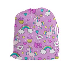 Cute Unicorn Pattern Drawstring Pouches (xxl) by Valentinaart