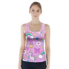 Cute Unicorn Pattern Racer Back Sports Top by Valentinaart