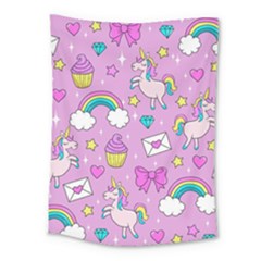 Cute Unicorn Pattern Medium Tapestry by Valentinaart