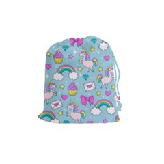 Cute Unicorn Pattern Drawstring Pouches (medium)  by Valentinaart