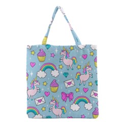 Cute Unicorn Pattern Grocery Tote Bag by Valentinaart