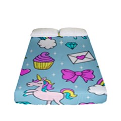 Cute Unicorn Pattern Fitted Sheet (full/ Double Size) by Valentinaart