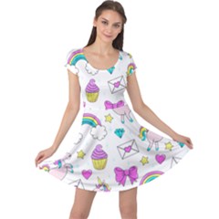 Cute Unicorn Pattern Cap Sleeve Dress by Valentinaart