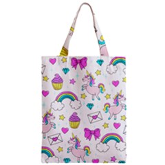 Cute Unicorn Pattern Zipper Classic Tote Bag by Valentinaart