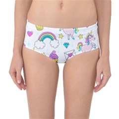 Cute Unicorn Pattern Mid-waist Bikini Bottoms by Valentinaart