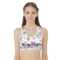 Cute Unicorn Pattern Sports Bra With Border by Valentinaart