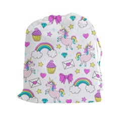 Cute Unicorn Pattern Drawstring Pouches (xxl) by Valentinaart