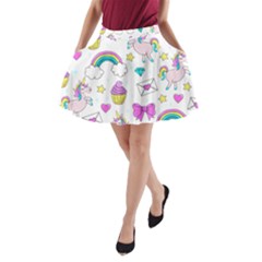 Cute Unicorn Pattern A-line Pocket Skirt by Valentinaart