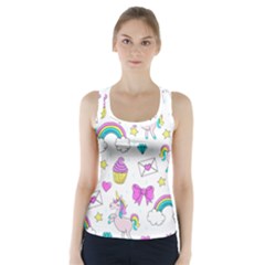 Cute Unicorn Pattern Racer Back Sports Top by Valentinaart