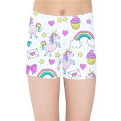 Cute Unicorn Pattern Kids Sports Shorts by Valentinaart