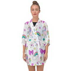 Cute Unicorn Pattern Half Sleeve Chiffon Kimono by Valentinaart